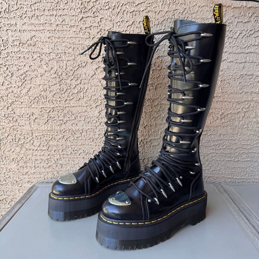Dr. Martens 1B60 LTT Max Quad Retro Sole Platform Knee Boots Metal Toe Womens 6